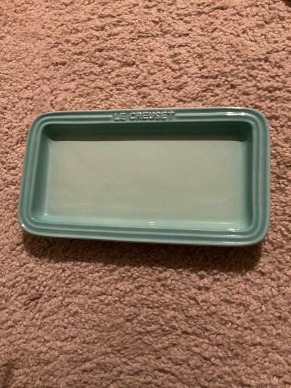 Le Creuset Leger Cool mint green Rectangle Plate Stoneware 25x13cm